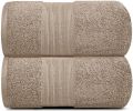 Resort Collection Soft Bath Sheet Towels 2 Pack Taupe 35x70 inch Oversize Large Luxury Hotel Plush & Absorbent Cotton Bath Sheet