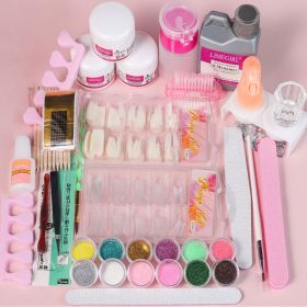 Acrylic Manicure Powder Kit Comes with Glitter Powder and 15ml Gel Manicure Kit for Nail Extension DIY Complete Starter Acrylic Powder Kit