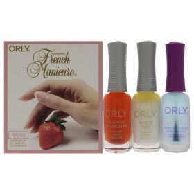 The Original French Manicure Kit Rose by Orly for Women - 4 Pc Kit 0.3oz Top2 Botton Base Coat Plus Topcoat, 0.3oz Nail Lacquer - White Tips