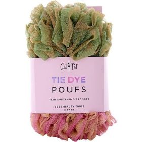 SPA ACCESSORIES by Spa Accessories TIE DYE SKIN SOFTENING SPONGES 2 PACK (PEACH NOUGAT/JADE)