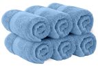 Luxury Hand Towels | Cotton Hotel spa Bathroom Towel | 16x30 | 6 Pack | Light Blue