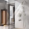 Drill-Free Stainless Steel Slide Bar Combo Rain Showerhead 7-Setting Hand, Dual Shower Head Spa System with Tup Spout (Rough-in Valve Included)