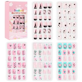 120Pcs Candy Child Nail Tips Kids False Nail Girls Cartoon Press on Nails Colorful Festival Full Cover Nails Cute Manicure Tools (Color: 9)