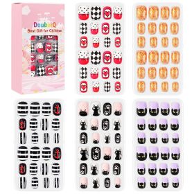 120Pcs Candy Child Nail Tips Kids False Nail Girls Cartoon Press on Nails Colorful Festival Full Cover Nails Cute Manicure Tools (Color: 11)