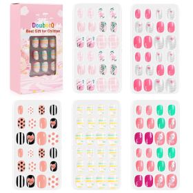 120Pcs Candy Child Nail Tips Kids False Nail Girls Cartoon Press on Nails Colorful Festival Full Cover Nails Cute Manicure Tools (Color: 1)