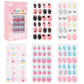 120Pcs Candy Child Nail Tips Kids False Nail Girls Cartoon Press on Nails Colorful Festival Full Cover Nails Cute Manicure Tools (Color: 3)