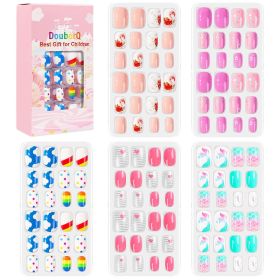 120Pcs Candy Child Nail Tips Kids False Nail Girls Cartoon Press on Nails Colorful Festival Full Cover Nails Cute Manicure Tools (Color: 13)
