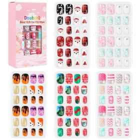 120Pcs Candy Child Nail Tips Kids False Nail Girls Cartoon Press on Nails Colorful Festival Full Cover Nails Cute Manicure Tools (Color: 10)