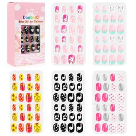120Pcs Candy Child Nail Tips Kids False Nail Girls Cartoon Press on Nails Colorful Festival Full Cover Nails Cute Manicure Tools (Color: 2)