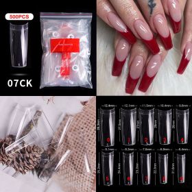 500Pcs 10 Size Bagged Fake False Nails Half French Acrylic ABS Manicure Fingers Toes Set (Color: 07ck)