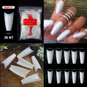 500Pcs 10 Size Bagged Fake False Nails Half French Acrylic ABS Manicure Fingers Toes Set (Color: 26NT)