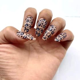 24Pcs Long Ballerina Fake Nail Press On Nails Coffin False Nails with Design Detachable Full Cover Nail Tips Manicure (Color: Beige)