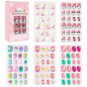 120Pcs Candy Child Nail Tips Kids False Nail Girls Cartoon Press on Nails Colorful Festival Full Cover Nails Cute Manicure Tools (Color: 8)