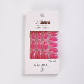 24pcs Each Box Detachable Almond False Nails Press On Nails Wearable Fake Nail Tips with Design Full Cover Nail Manicure (Color: Army Green)