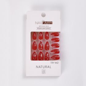 24pcs Each Box Detachable Almond False Nails Press On Nails Wearable Fake Nail Tips with Design Full Cover Nail Manicure (Color: Ivory)