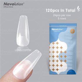 120Pcs False Nails Acrylic Press on Nails Coffin Artificial Nails Clear Fake Nail Tips for Extension Manicure Tool (Color: 107-120)