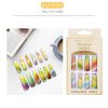 24pcs Long False Nails Rainbow Coffin Fake Nails Full Cover Nails Extension Ballerina Nail Coffin DIY Manicure Tools