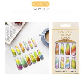 24pcs Long False Nails Rainbow Coffin Fake Nails Full Cover Nails Extension Ballerina Nail Coffin DIY Manicure Tools (Color: Beige)