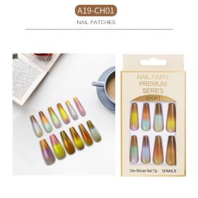 24pcs Long False Nails Rainbow Coffin Fake Nails Full Cover Nails Extension Ballerina Nail Coffin DIY Manicure Tools (Color: White)