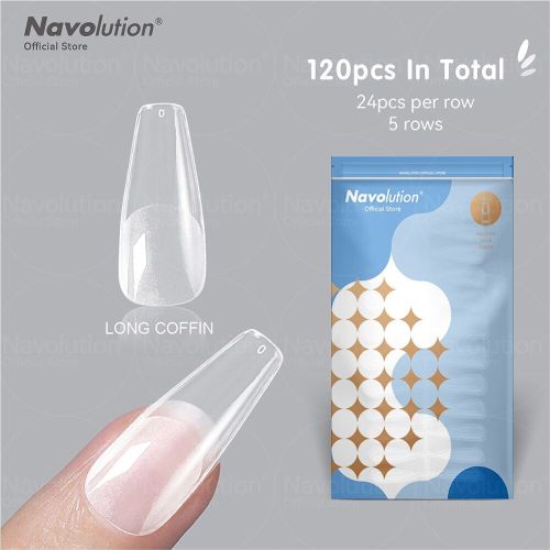 120Pcs False Nails Acrylic Press on Nails Coffin Artificial Nails Clear Fake Nail Tips for Extension Manicure Tool