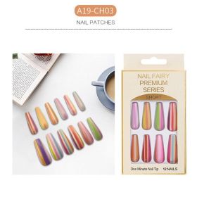 24pcs Long False Nails Rainbow Coffin Fake Nails Full Cover Nails Extension Ballerina Nail Coffin DIY Manicure Tools (Color: Ivory)