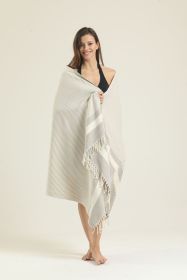100% Cotton Turkish Beach Towel Oversized Extra Large for Travel Gym Camping Sauna Beach Pool (Color: Cream)