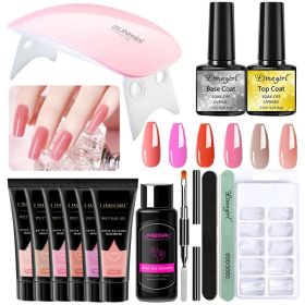 Limegirl Manicure Set 15ml Quick Extension Gel Kit 6W LED Lamp White Clear Pink Hard Gel Semi Permanent For Nails Tool Kit (Color: ZH293-2)
