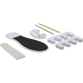 SPA ACCESSORIES by Spa Accessories SET-8 PIECES PEDICURE SET WITH FOOT FILE & NAIL BRUSH & CUTICLE STICKS(2) & EMERY BOARDS( 2) & TOE SEPARATORS( (SKU: 198577)