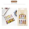 24pcs Long False Nails Rainbow Coffin Fake Nails Full Cover Nails Extension Ballerina Nail Coffin DIY Manicure Tools