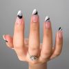 24Pcs Fake Nails With Glue Full Cover Nail Tips Press On Med Nails DIY Manicure Oval False Nails Almond Artificial